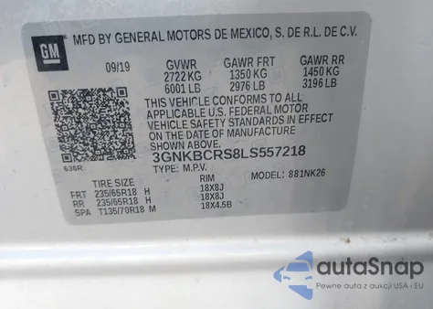 2020 Chevrolet Blazer Fwd 2Lt from USA, damaged, VIN 3GNKBCRS8LS557218